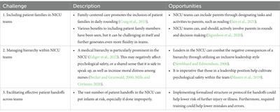 Enhancing team success in the neonatal intensive care unit: challenges and opportunities for fluid teams